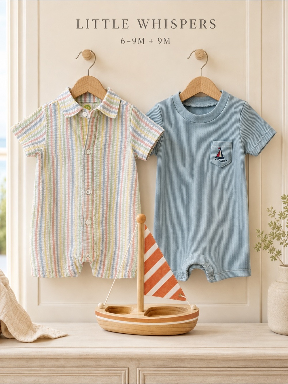 Baby Boy Nautical Gift Box Rompers Sailboat 6-9M 9M